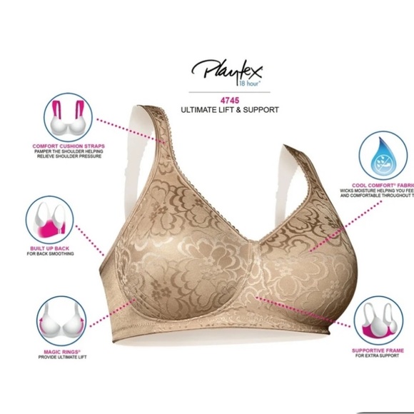 NWT 2 Playtex 18 Hr Ultimate Lift & Support Bra natural lift panels 36B white - Picture 5 of 5